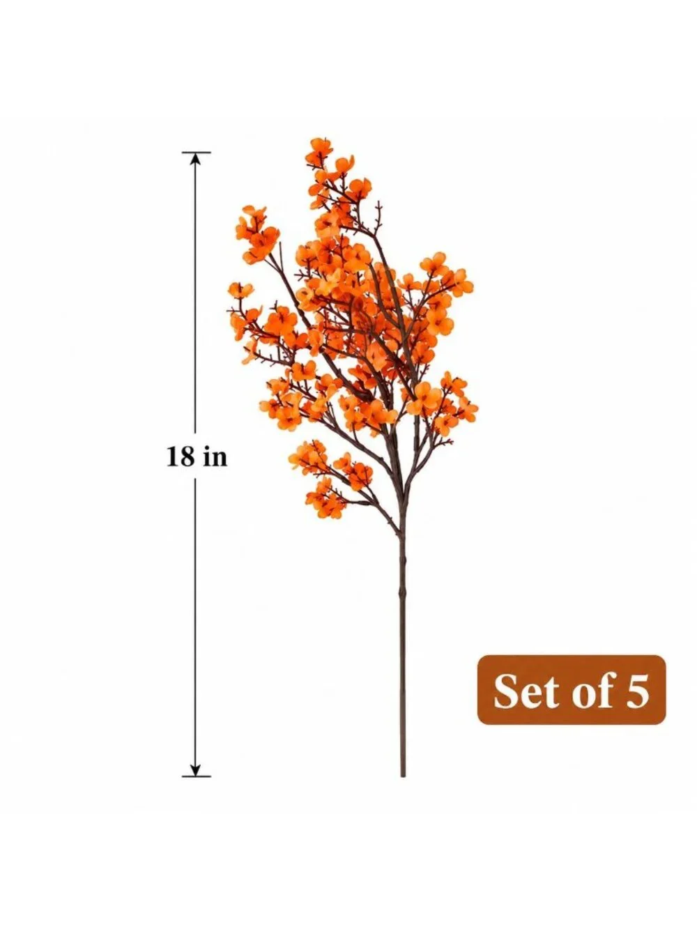 Orange Wax Flower Stems, 5 Piece Artificial Fall Floral Filler, Faux Autumn Flow